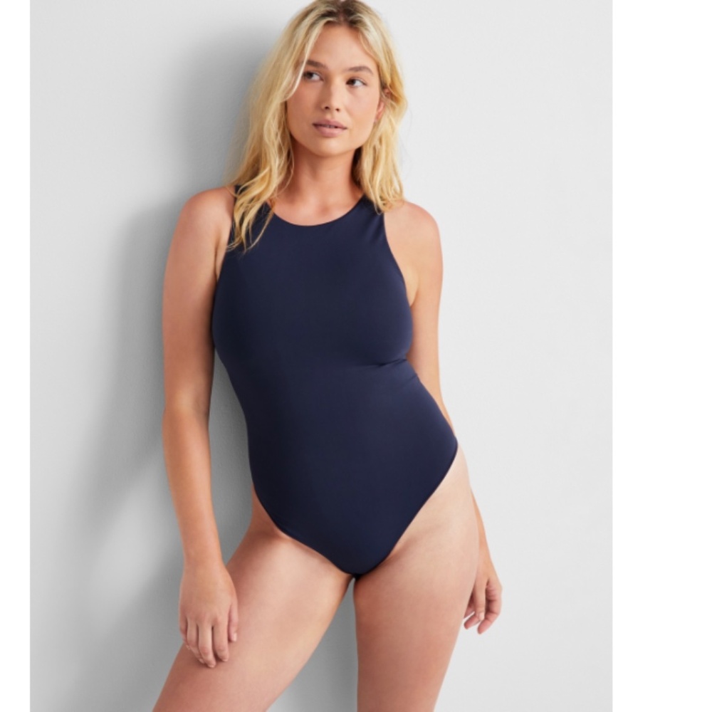 NWT - State of Day Women's Seamless Thong Bodysuit - Navy Dawn